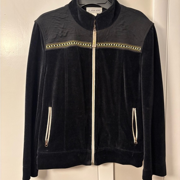 St. John Sport Black Jacket with Gold Details Vintage Size Small - Picture 2 of 12